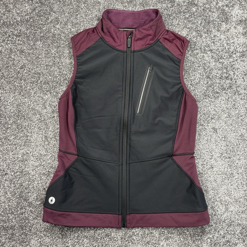 Smartwool Vest Women's Small Purple Black‎ Merino Wool Full Zip Outdoor Hiking
